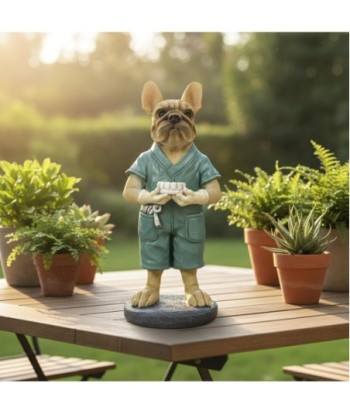 Figura Decorativa Bulldog Dentista de Resina - Figura de Perro Bulldog para Decoración Moderna - Regalo Original