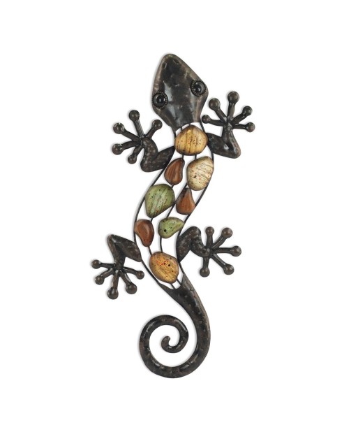 By SIGRIS Figura De Lagarto Con Piedra Colorida Adorno Pared Jardín Colección Rústico Signes Grimalt Decor And