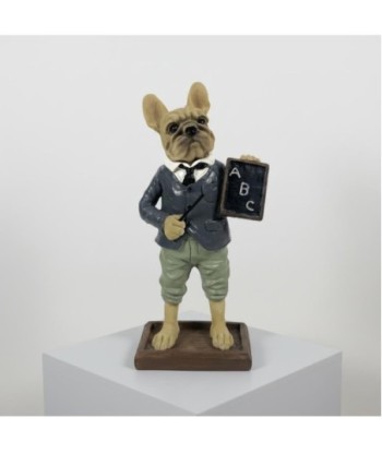 Figura Decorativa Bulldog Profesor Resina - Estatua Contemporánea de Fantasía para Hogar y Oficina