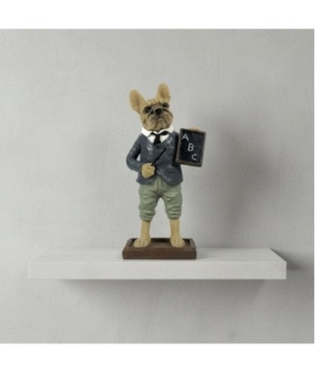 Figura Decorativa Bulldog Profesor Resina - Estatua Contemporánea de Fantasía para Hogar y Oficina