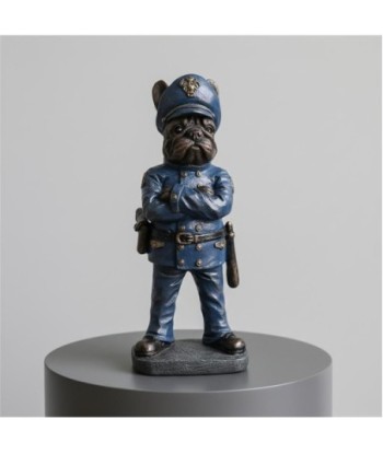Figura Decorativa Bulldog Policía de Resina - Estatua de Perro Fantasía Contemporáneo - Decoración Interior