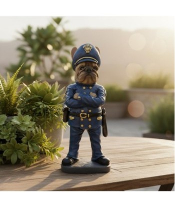 Figura Decorativa Bulldog Policía de Resina - Estatua de Perro Fantasía Contemporáneo - Decoración Interior