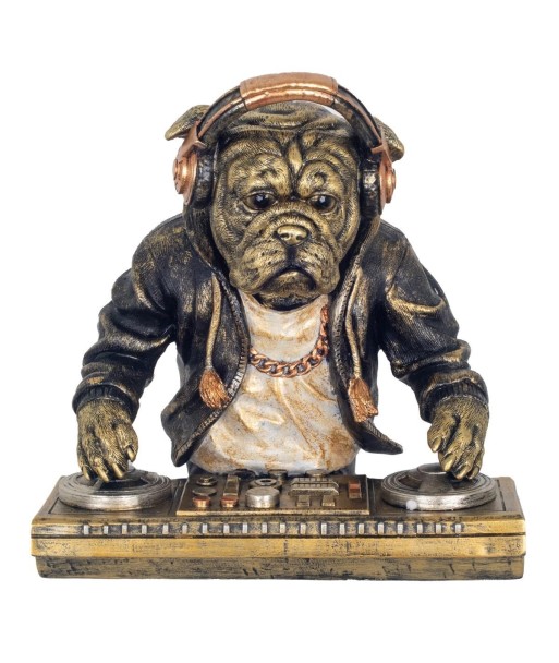 Figura Decorativa Perro DJ de Resina, Estatua Animal Contemporánea para Decoración del Hogar, Accesorio Moderno