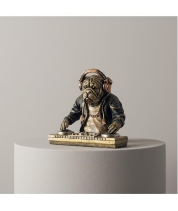 Figura Decorativa Perro DJ de Resina, Estatua Animal Contemporánea para Decoración del Hogar, Accesorio Moderno