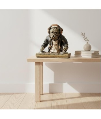 Figura Decorativa Perro DJ de Resina, Estatua Animal Contemporánea para Decoración del Hogar, Accesorio Moderno