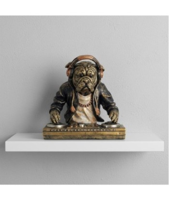 Figura Decorativa Perro DJ de Resina, Estatua Animal Contemporánea para Decoración del Hogar, Accesorio Moderno