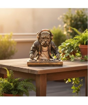 Figura Decorativa Perro DJ de Resina, Estatua Animal Contemporánea para Decoración del Hogar, Accesorio Moderno
