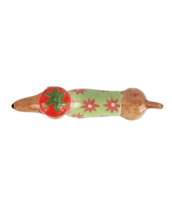 Figura Decorativa Perro Teckel Fresa, Adorno Cerámica Bohemio, Ideal Regalo Original para Hogar, Oficina, Decoración Figura Decorativa Perro Teckel Fresa, Adorno Cerámica Bohemio, Ideal Regalo Original para Hogar, Oficina, Decoración