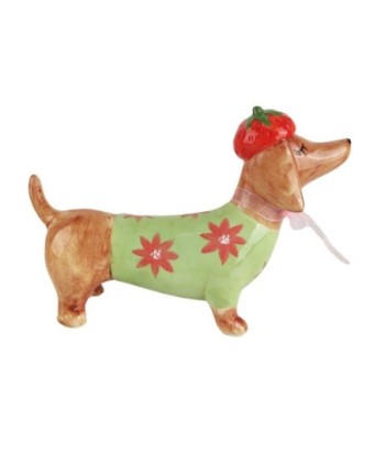 Figura Decorativa Perro Teckel Fresa, Adorno Cerámica Bohemio, Ideal Regalo Original para Hogar, Oficina, Decoración Figura Decorativa Perro Teckel Fresa, Adorno Cerámica Bohemio, Ideal Regalo Original para Hogar, Oficina, Decoración