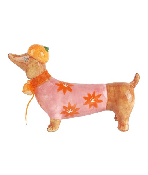 Figura Decorativa Perro Teckel de Porcelana, Adorno Bohemio para Hogar, Diseño Moderno y Elegante, Ideal para