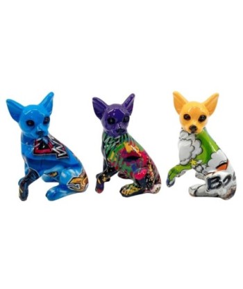Figura Decorativa Perro Pequeño Pop Art de Resina, Set de 3, Multicolor, Ideal para Decoración Moderna del Hogar