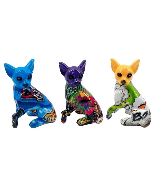 Figura Decorativa Perro Pequeño Pop Art de Resina, Set de 3, Multicolor, Ideal para Decoración Moderna del Hogar