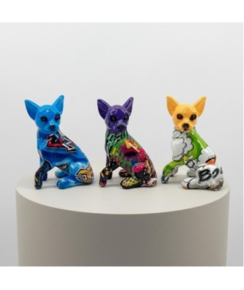 Figura Decorativa Perro Pequeño Pop Art de Resina, Set de 3, Multicolor, Ideal para Decoración Moderna del Hogar