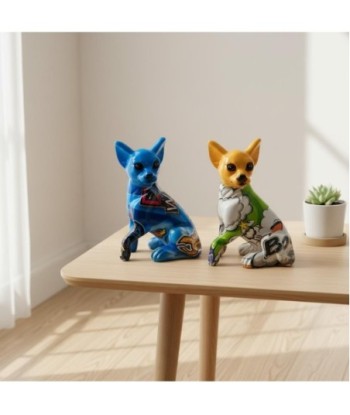 Figura Decorativa Perro Pequeño Pop Art de Resina, Set de 3, Multicolor, Ideal para Decoración Moderna del Hogar