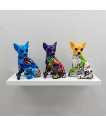 Figura Decorativa Perro Pequeño Pop Art de Resina, Set de 3, Multicolor, Ideal para Decoración Moderna del Hogar