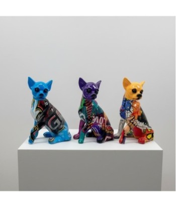 Figura Decorativa de Perro Pop Art Multicolor - Arte Moderno de Resina para Hogar y Oficina - Set de 3 Piezas
