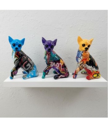 Figura Decorativa de Perro Pop Art Multicolor - Arte Moderno de Resina para Hogar y Oficina - Set de 3 Piezas