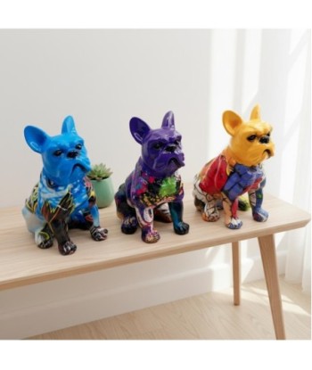 Figura Decorativa Bulldog Estilo Pop Art Multicolor para Hogar y Oficina, Ideal como Regalo Creativo y Original