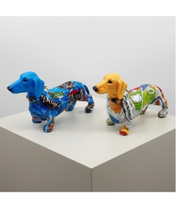 Figura Decorativa Perro Teckel Pop Art, Decoración Moderna para Hogar, Regalo Original, Diseño Multicolor, Set