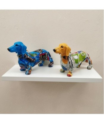 Figura Decorativa Perro Teckel Pop Art, Decoración Moderna para Hogar, Regalo Original, Diseño Multicolor, Set