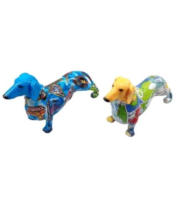 Figura Perro Teckel Decoración Moderna Estilo Pop Art Resina Multicolor Ideal Regalo Original Coleccionista
