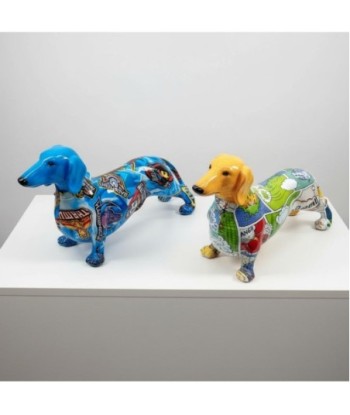 Figura Perro Teckel Decoración Moderna Estilo Pop Art Resina Multicolor Ideal Regalo Original Coleccionista