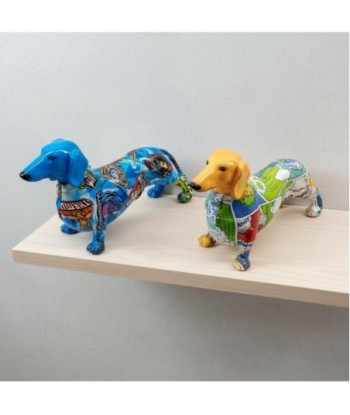 Figura Perro Teckel Decoración Moderna Estilo Pop Art Resina Multicolor Ideal Regalo Original Coleccionista