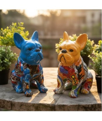 Figura Bulldog Decorativa Pop Art Multicolor Resina Originalidad Moderna para Hogar Oficina Regalo Creativo