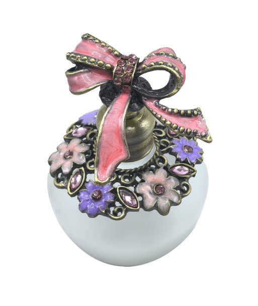 Botella de Perfume Lazo Elegante de Cristal y Metal, Perfecta para Regalo y Decoración, 95g, Diseño Moderno y