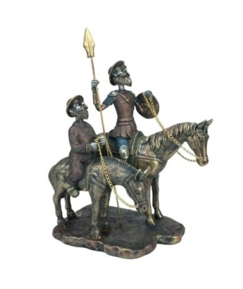 Figura de Don Quijote y Sancho Panza a pie - Escultura Clásica en Resina, Ideal para Decoración de Hogar y Oficina