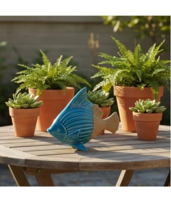 Figura Decorativa Pez Azul Resina, Adorno Marinero para Hogar, Decoración Náutica, Regalo Original, Accesorio