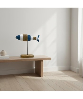 Figura Decorativa Pez Azul para Sobremesa, Decoración Náutica, Estilo Marinero, Ideal para Hogar, Oficina y Regalos