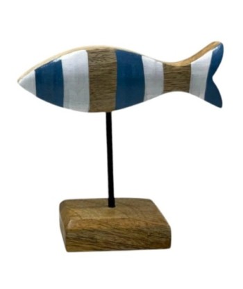 Figura Decorativa Pez Azul de Madera para Decoración Marinera, Adorno Náutico para Hogar, Oficina y Regalo Original