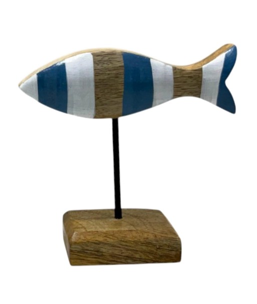 Figura Decorativa Pez Azul de Madera para Decoración Marinera, Adorno Náutico para Hogar, Oficina y Regalo Original