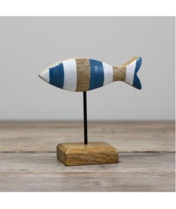 Figura Decorativa Pez Azul de Madera para Decoración Marinera, Adorno Náutico para Hogar, Oficina y Regalo Original