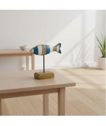 Figura Decorativa Pez Azul de Madera para Decoración Marinera, Adorno Náutico para Hogar, Oficina y Regalo Original