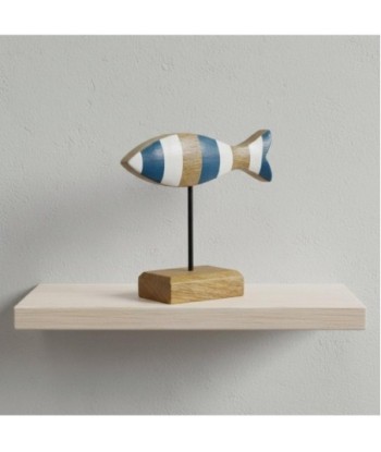 Figura Decorativa Pez Azul de Madera para Decoración Marinera, Adorno Náutico para Hogar, Oficina y Regalo Original