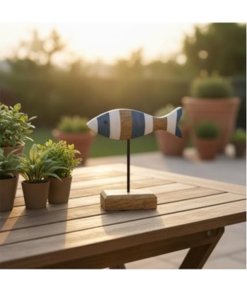 Figura Decorativa Pez Azul de Madera para Decoración Marinera, Adorno Náutico para Hogar, Oficina y Regalo Original