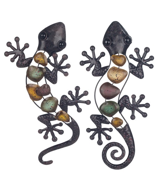 Decor and Go Lagartos Gr. Incluye set de 2 Unidades Adorno Pared de Apliques Metal Colección Rústico