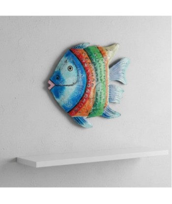 Decoración Náutica Pez de Metal Multicolor para Hogar - Figura Decorativa Marinera - Estilo Acuático
