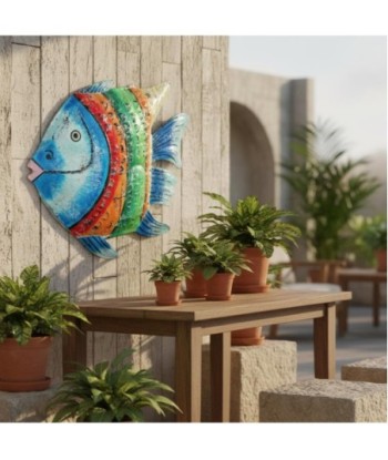 Decoración Náutica Pez de Metal Multicolor para Hogar - Figura Decorativa Marinera - Estilo Acuático