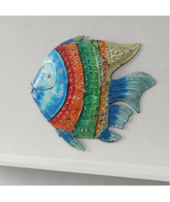 Figura Decorativa de Pez Multicolor para Hogar, Diseño Marinero, Escultura de Metal, Adorno Náutico, Decoración