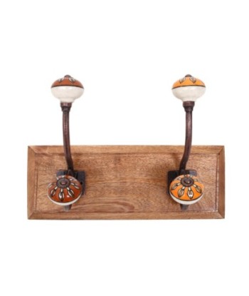 Percha de Madera Rústica con 2 Pomos para Decoración de Pared, Perchero Funcional y Elegante para el Hogar