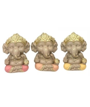 Figura Decorativa Ganesha 3 Piezas - Escultura de Resina para Hogar - Arte Oriental para Sala y Oficina