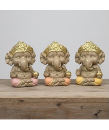 Figura Decorativa Ganesha 3 Piezas - Escultura de Resina para Hogar - Arte Oriental para Sala y Oficina