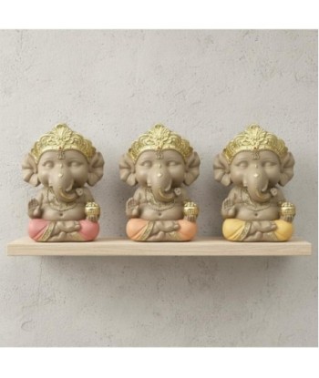 Figura Decorativa Ganesha 3 Piezas - Escultura de Resina para Hogar - Arte Oriental para Sala y Oficina