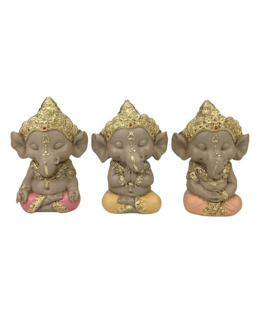 Figura de Ganesha Decorativa para Hogar y Oficina, Estatua de Resina, Diseño Oriental, Set de 3 Piezas, Ideal