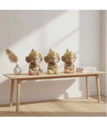 Figura de Ganesha Decorativa para Hogar y Oficina, Estatua de Resina, Diseño Oriental, Set de 3 Piezas, Ideal