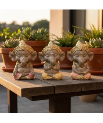 Figura de Ganesha Decorativa para Hogar y Oficina, Estatua de Resina, Diseño Oriental, Set de 3 Piezas, Ideal