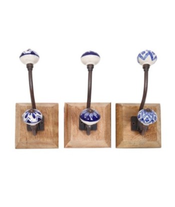 Percha de Pared Rústica con 3 Pomos en Diferentes Colores para Decoración y Organización del Hogar